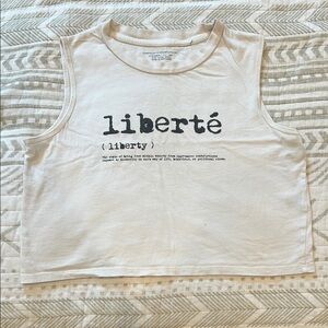 French Connection Graphic Tank Top Sleeveless Crop‎ Top Liberté XS